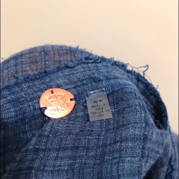 NWT Free People Shirt dress duster Blue Medium - Picture 10 of 11